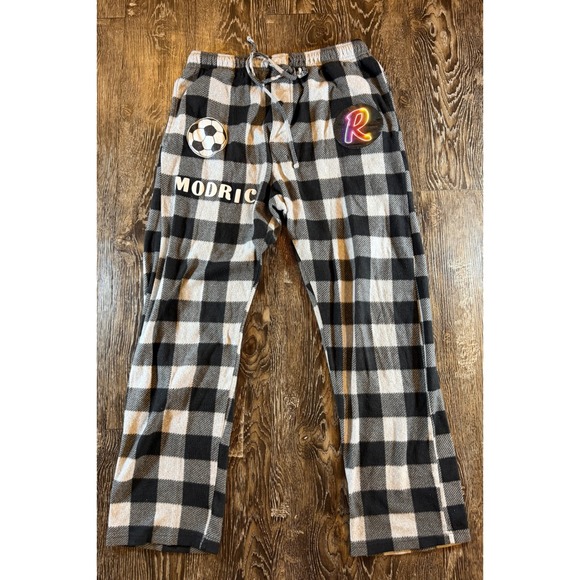Hanes Other - Hanes Modric Soccer Buffalo Plaid Fleece Pajama Pants Mens Large Black White‎